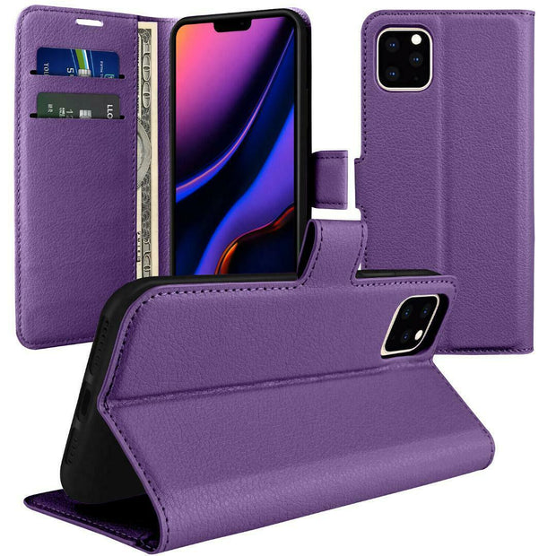 iPhone 12 6.1” Leather Flip Wallet Case with Cash / Card Slots