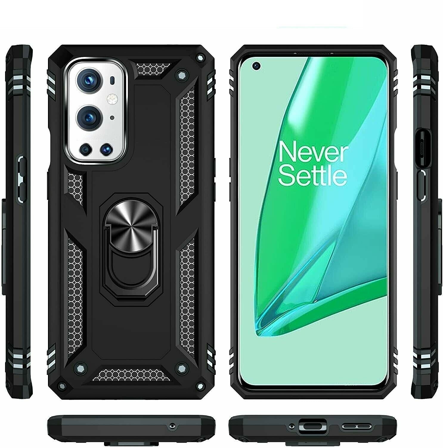 For OnePlus 9 Pro Case Kickstand Cover & Glass Screen Protector