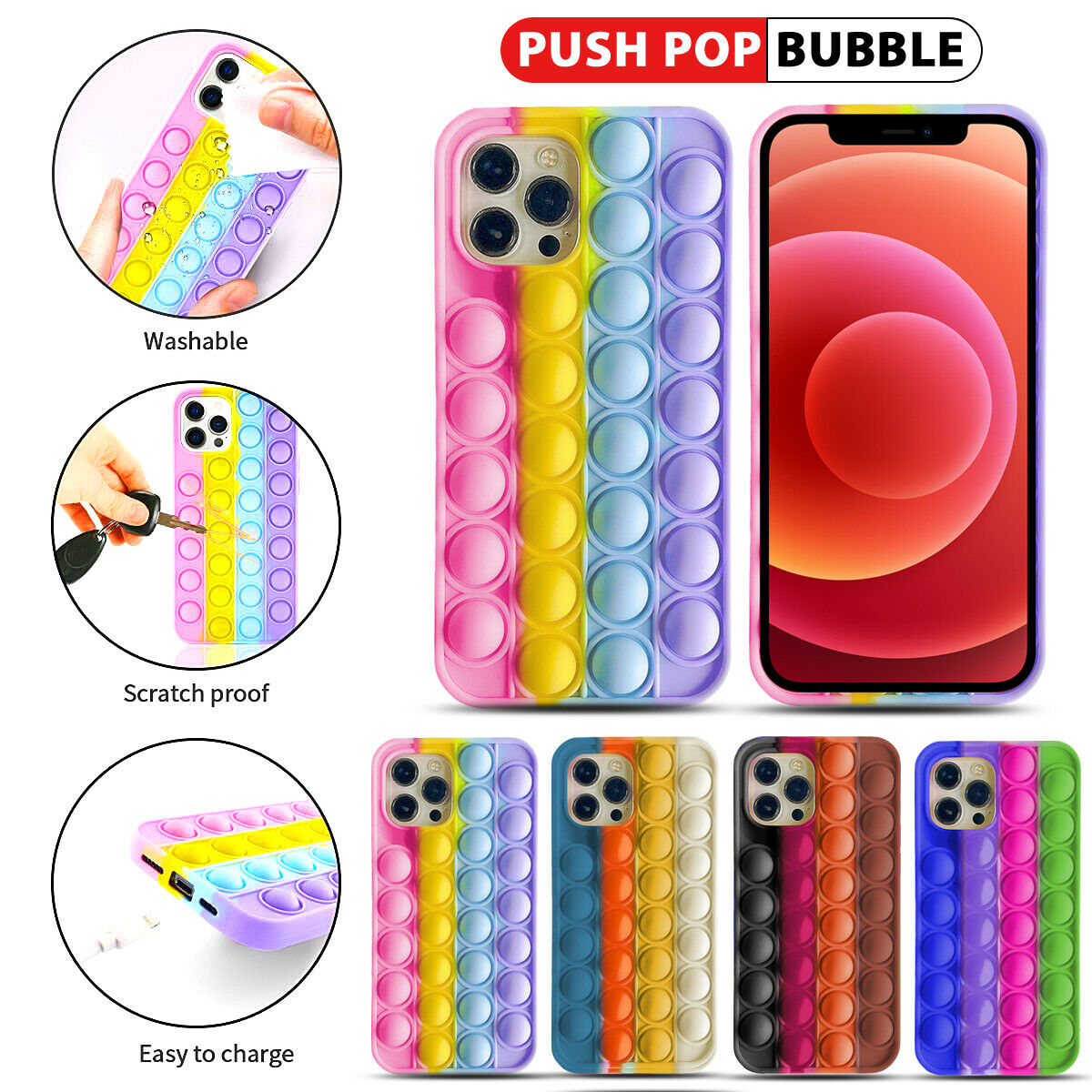 Fidget Push Pop Bubble Toys Phone Case For iPhone 13 Pro