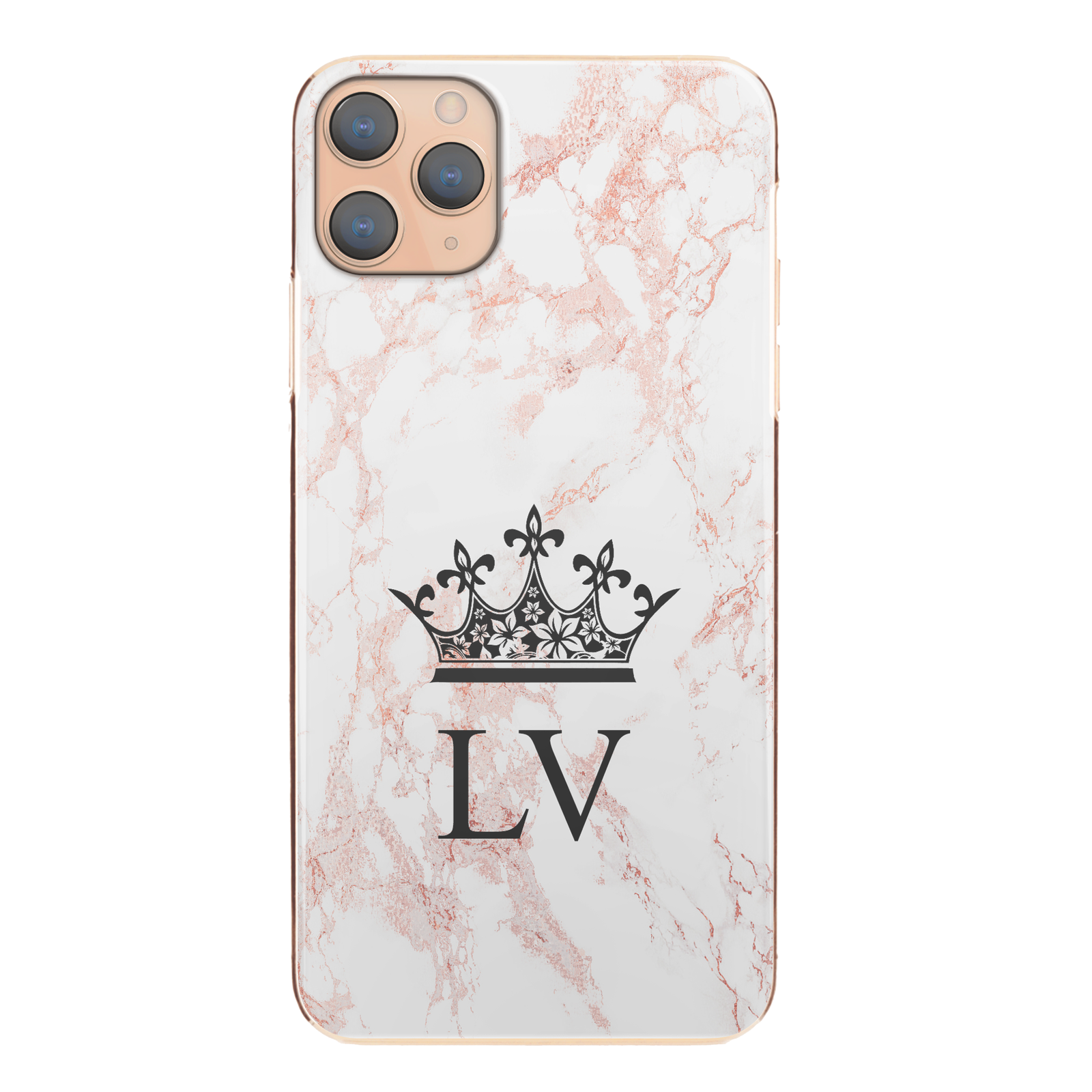 Personalised Phone Case For iPhone X / XS, Initial Grey/Pink Marble Hard Cover
