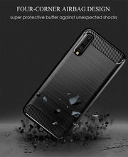 Samsung Galaxy A41 Carbon Fibre Gel Case Cover Shockproof & Stylus Pen