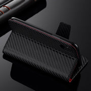 Premium Carbon Leather Case Flip Wallet Cover For iPhone 14 Max