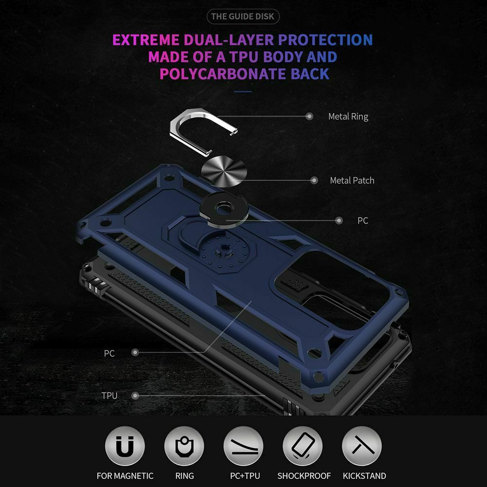 Samsung Galaxy S21 FE Case Shockproof Heavy Duty Ring Rugged Armor Case Cover