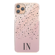 Personalised Phone Case For iPhone 12 Pro, Initial Grey/Pink Marble Hard Cover