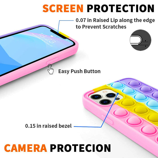 Fidget Push Pop Bubble Toys Phone Case For iPhone 12 Pro Max 6.7”