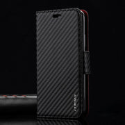 Premium Carbon Leather Case Flip Wallet Cover For iPhone 13 Mini