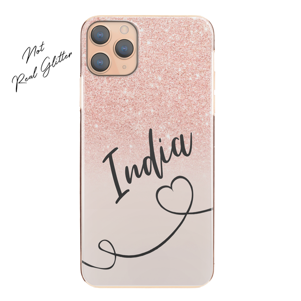 Personalised Phone Case For iPhone 11 Pro Max, Initial Grey/Pink Marble Hard Cover