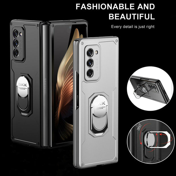 For Samsung Galaxy Z Fold 2 5G Hybrid Armor Ring Holder Stand Hard PC Case Cover