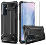 For OnePlus 9 Case Kickstand Cover & Glass Screen Protector