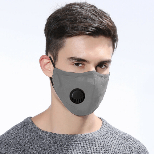 4 LAYERS COTTON FACE MASK WITH FILTERS AIR VALVE WASHABLE REUSABLE BREATHABLE UK - mobilecasesonline