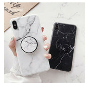 Marble Tpu soft Case With Pop Up Holder Socket For iphone XS Max