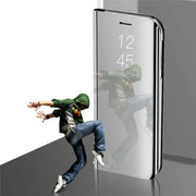 Mirror Flip Case for iPhone 12 6.1” Slim Leather Stand Phone Cover
